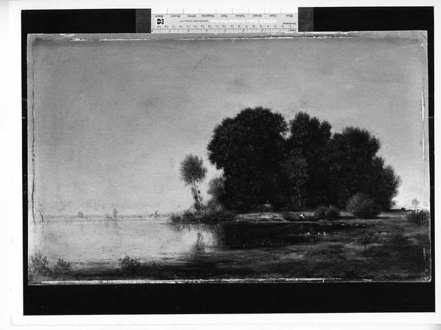 Paesaggio, paesaggio lacustre (dipinto) di Munger Gilbert (seconda metà XIX)