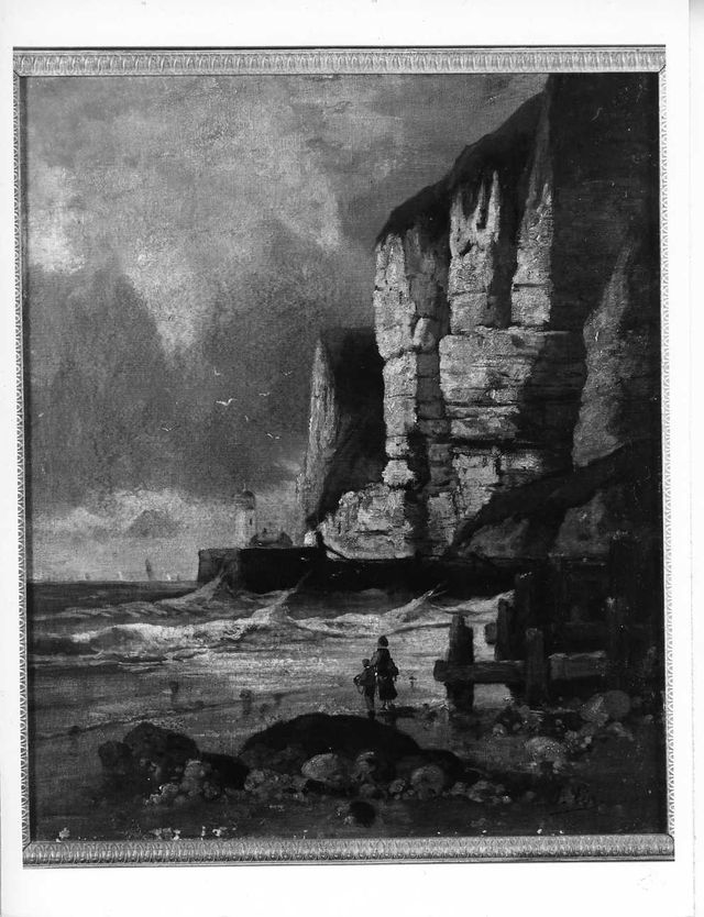 Paesaggio con scogliera, paesaggio marino (dipinto) di Levi Isacco Gioacchino (seconda metà XIX)