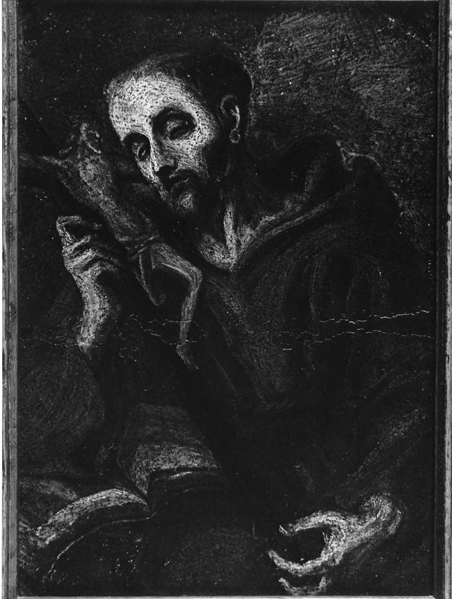 San Francesco d'Assisi abbraccia il Crocifisso (dipinto, opera isolata) - ambito Italia nord-occidentale (XVIII)
