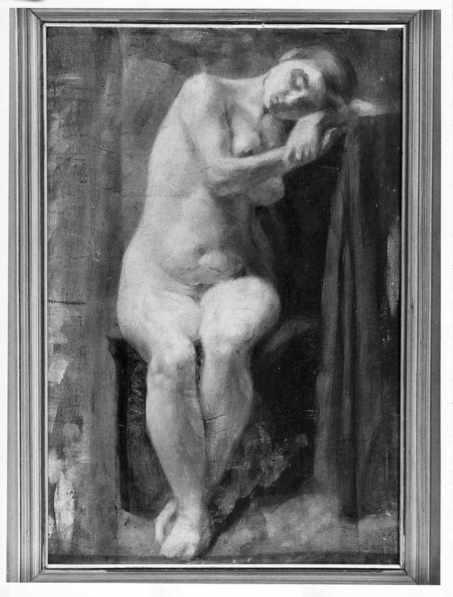 figura femminile nuda (recto), figura femminile nuda (verso) (dipinto) - ambito francese (prima metà XIX, XIX)