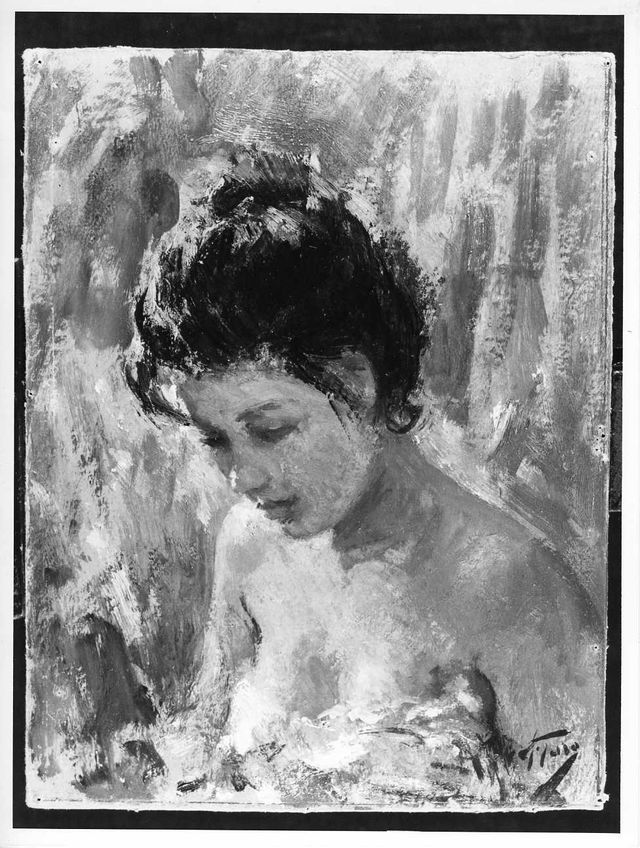 ritratto di donna (dipinto) di Toro Attilio (prima metà XX)
