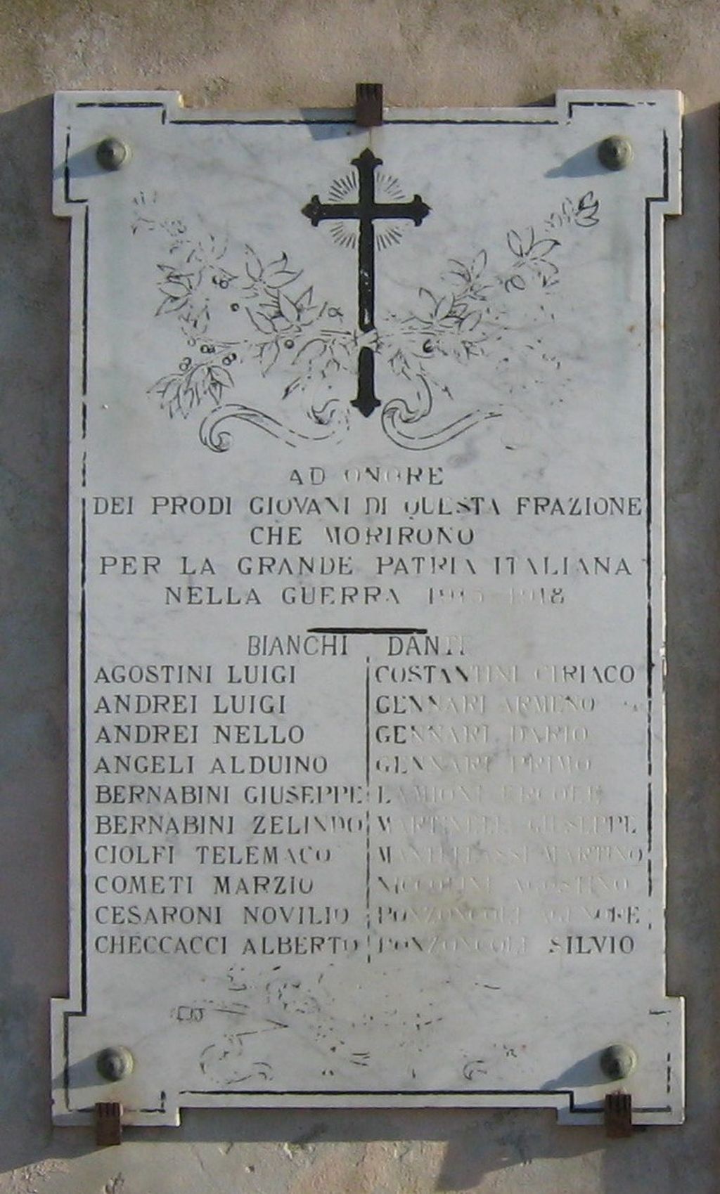 lapide commemorativa ai caduti - bottega toscana (sec. XX)