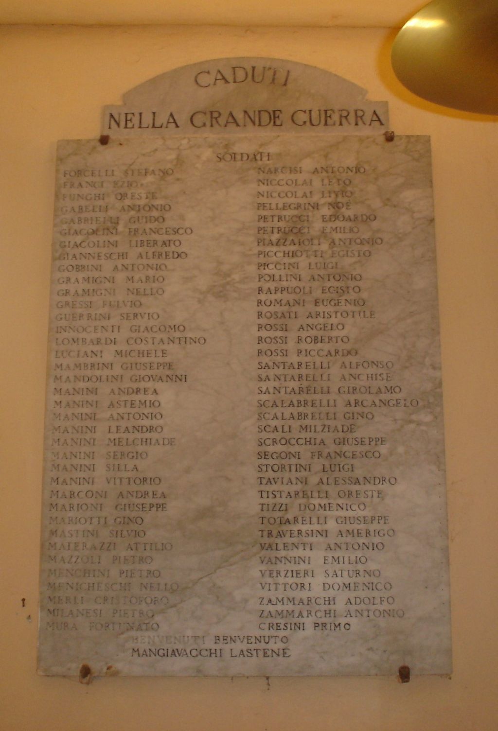 lapide commemorativa ai caduti - bottega toscana (sec. XX)