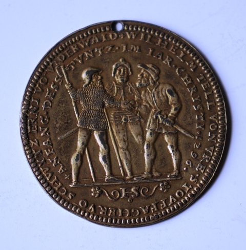 diritto: gruppo di figure maschili (medaglia, opera isolata) - manifattura svizzera (?) (fine sec. XIX)