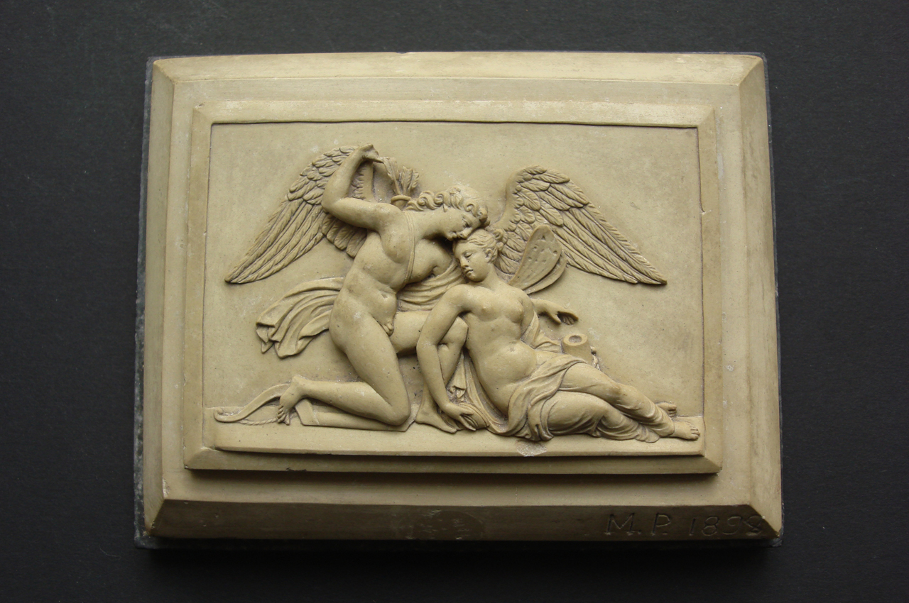 Cupido sveglia Psiche dal sonno mortale (fermacarte) di M.P (fine sec. XIX)