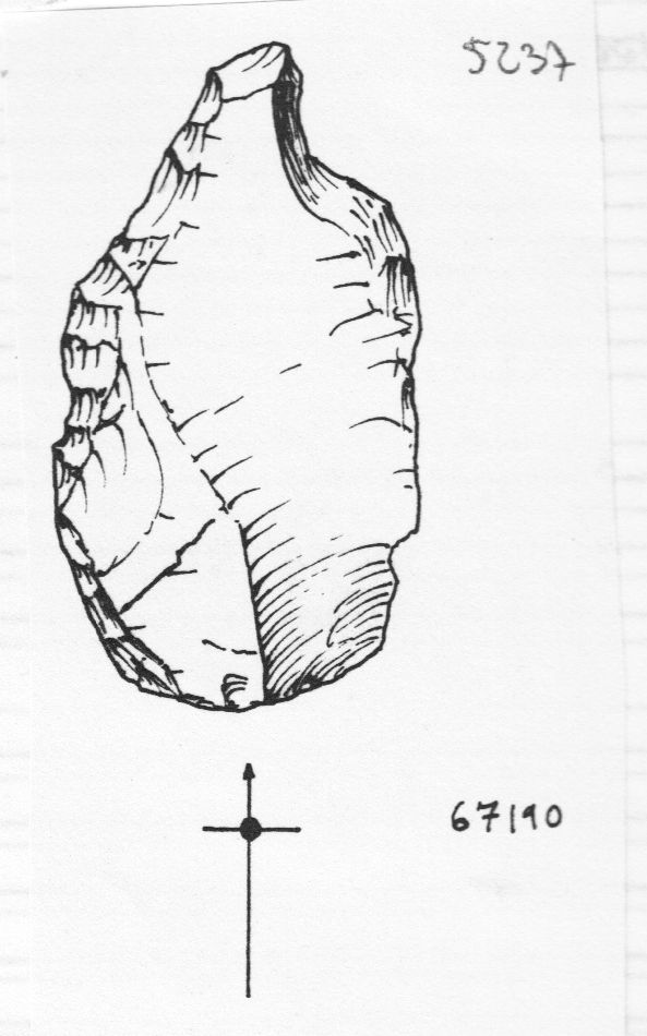 raschiatoio, raschiatoio denticolato tendente al perforatore (inizio Paleolitico medio)