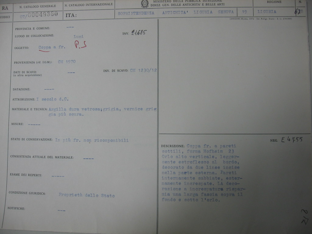 coppa, forma Hofheim 23 (I d.C)