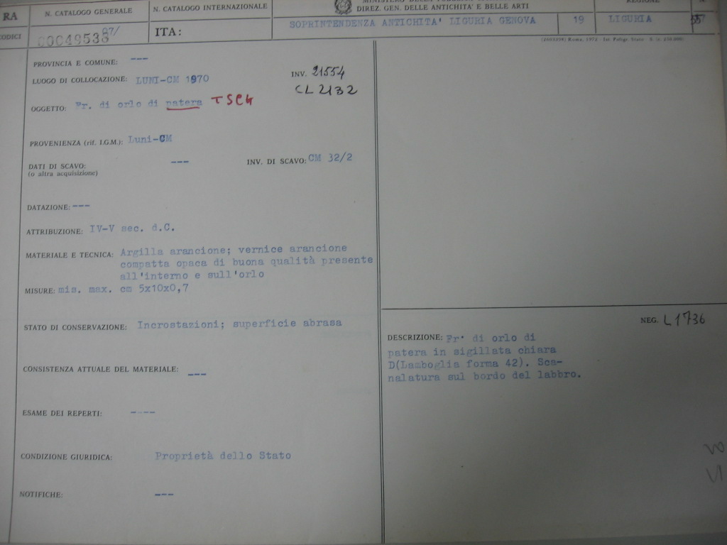 patera, Lamboglia, forma 42 (IV-V d.C)