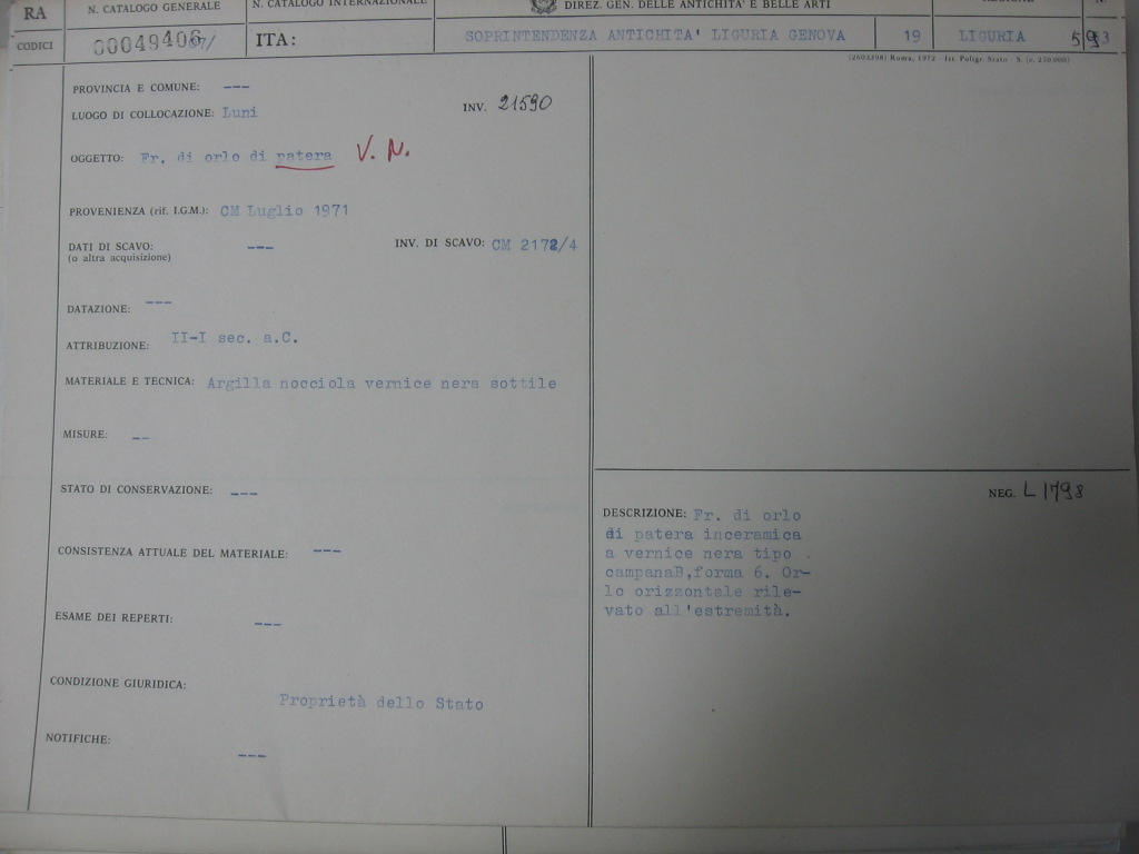 patera, tipo campana B, forma 6 (II-I a.C)