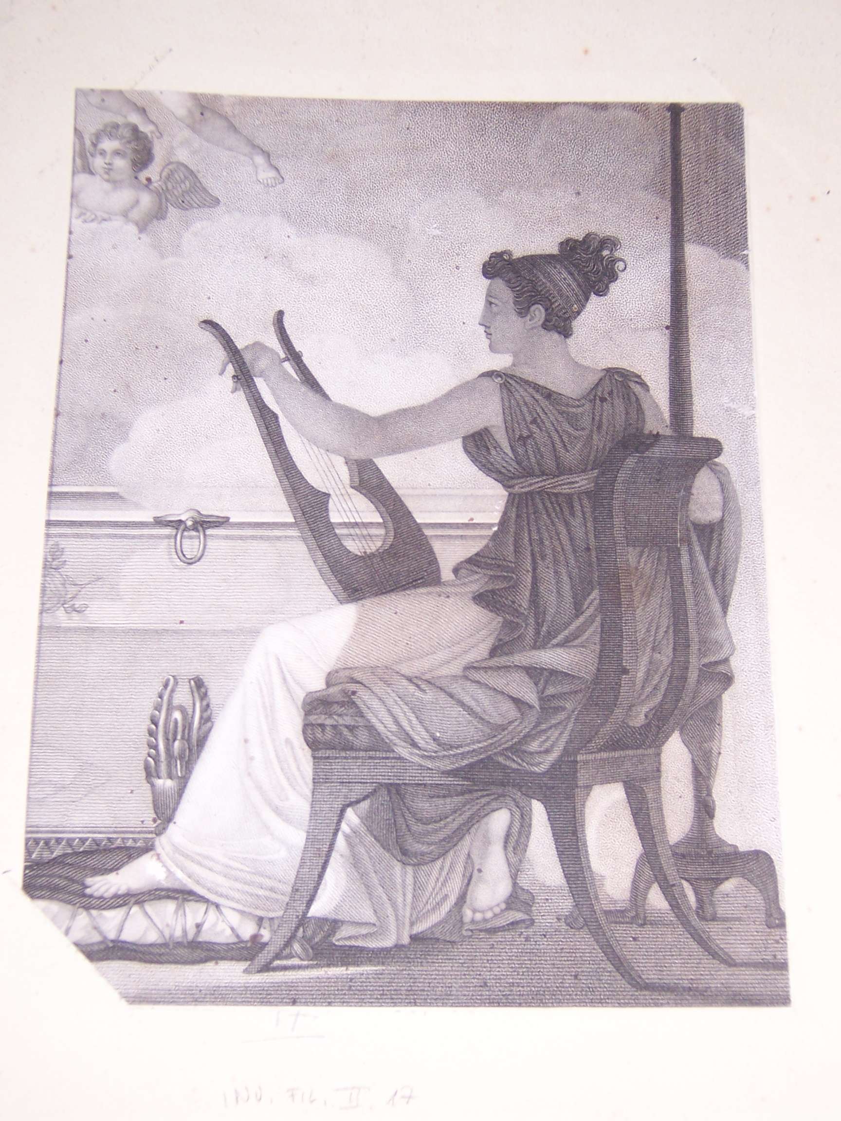 figura femminile seduta (stampa) - ambito italiano (inizio sec. XIX)