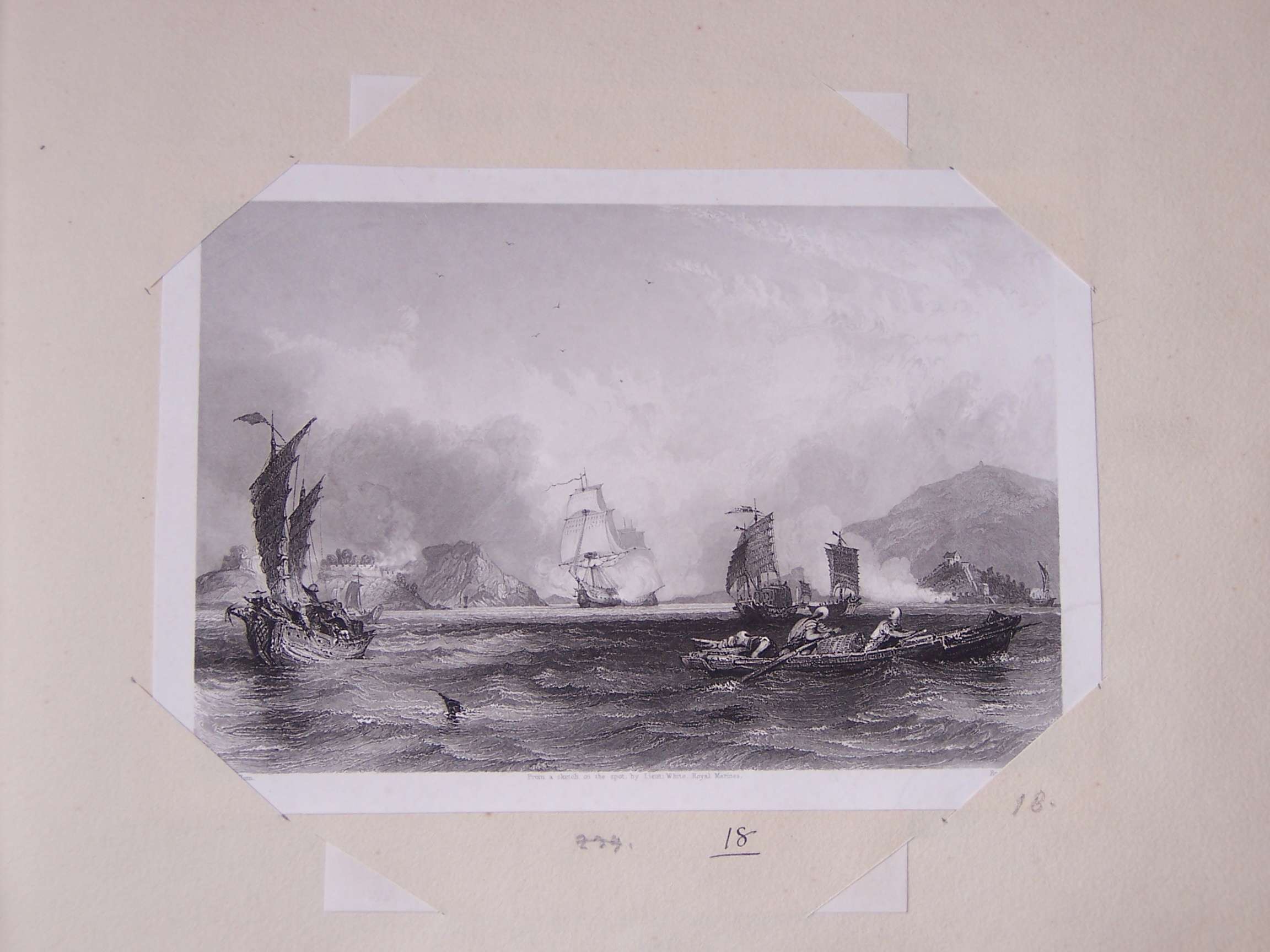 battaglia navale (stampa) di Allom Thomas, White, Floyd W (sec. XIX)