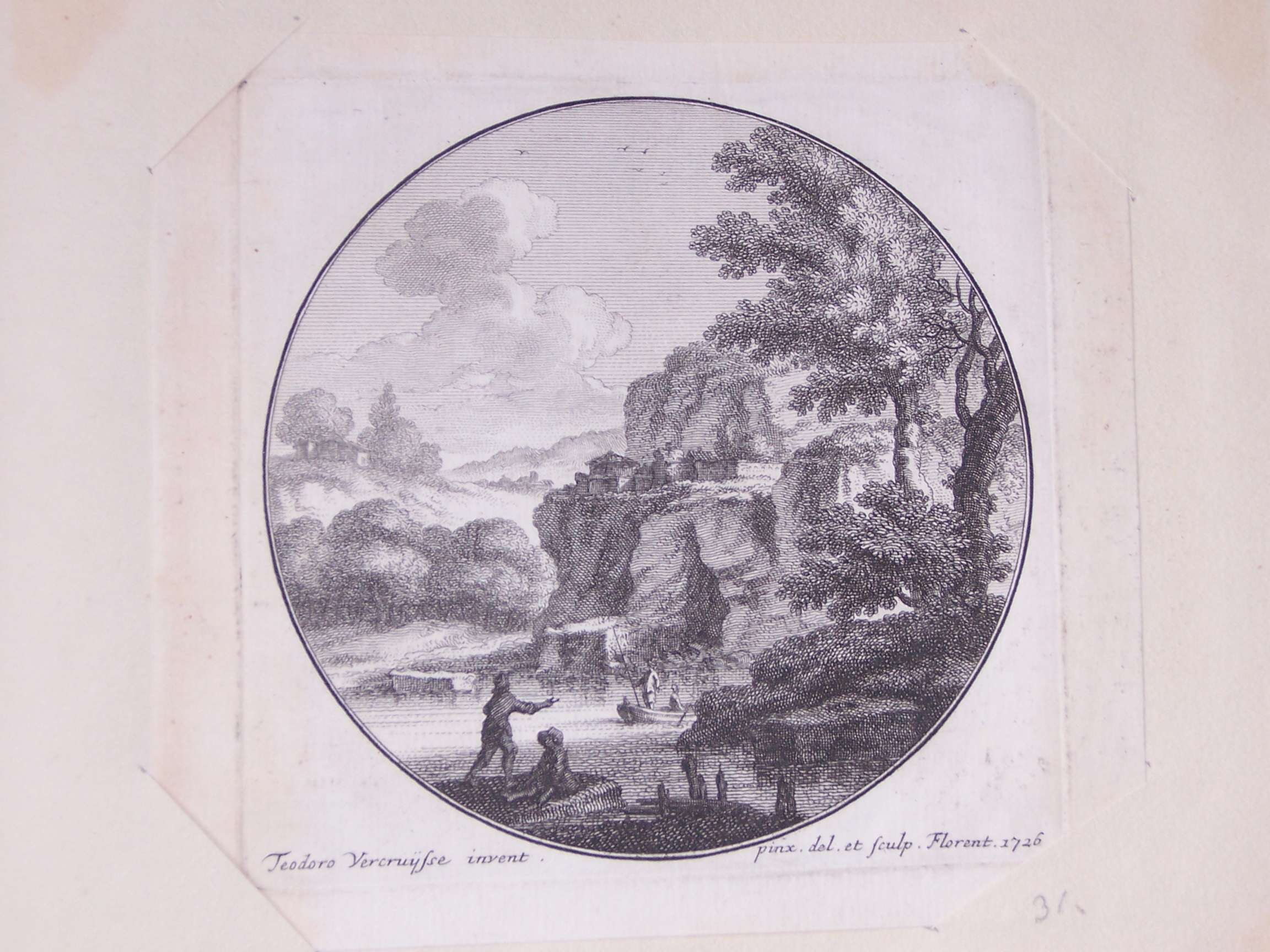 paesaggio fluviale (stampa) di Vercruysse Teodoro, Florent (sec. XVIII)