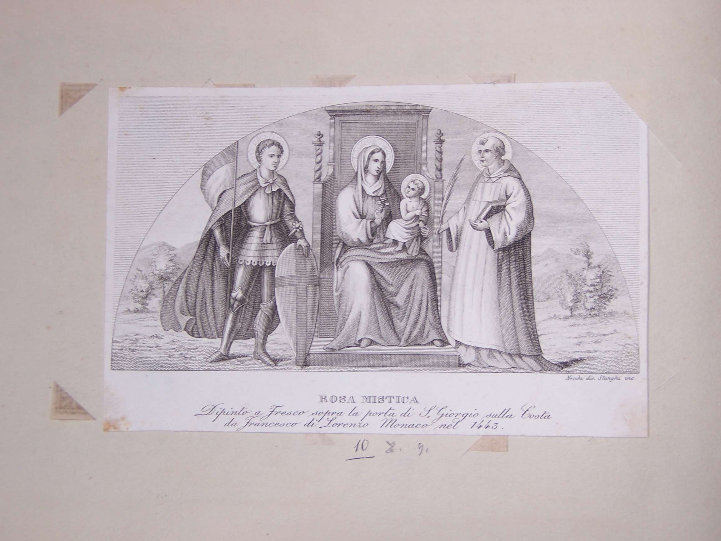 Madonna con Bambino tra Santi (stampa) di Lorenzo Monaco, Nocchi Giovan Battista, Stanghi Raffaello (sec. XIX)