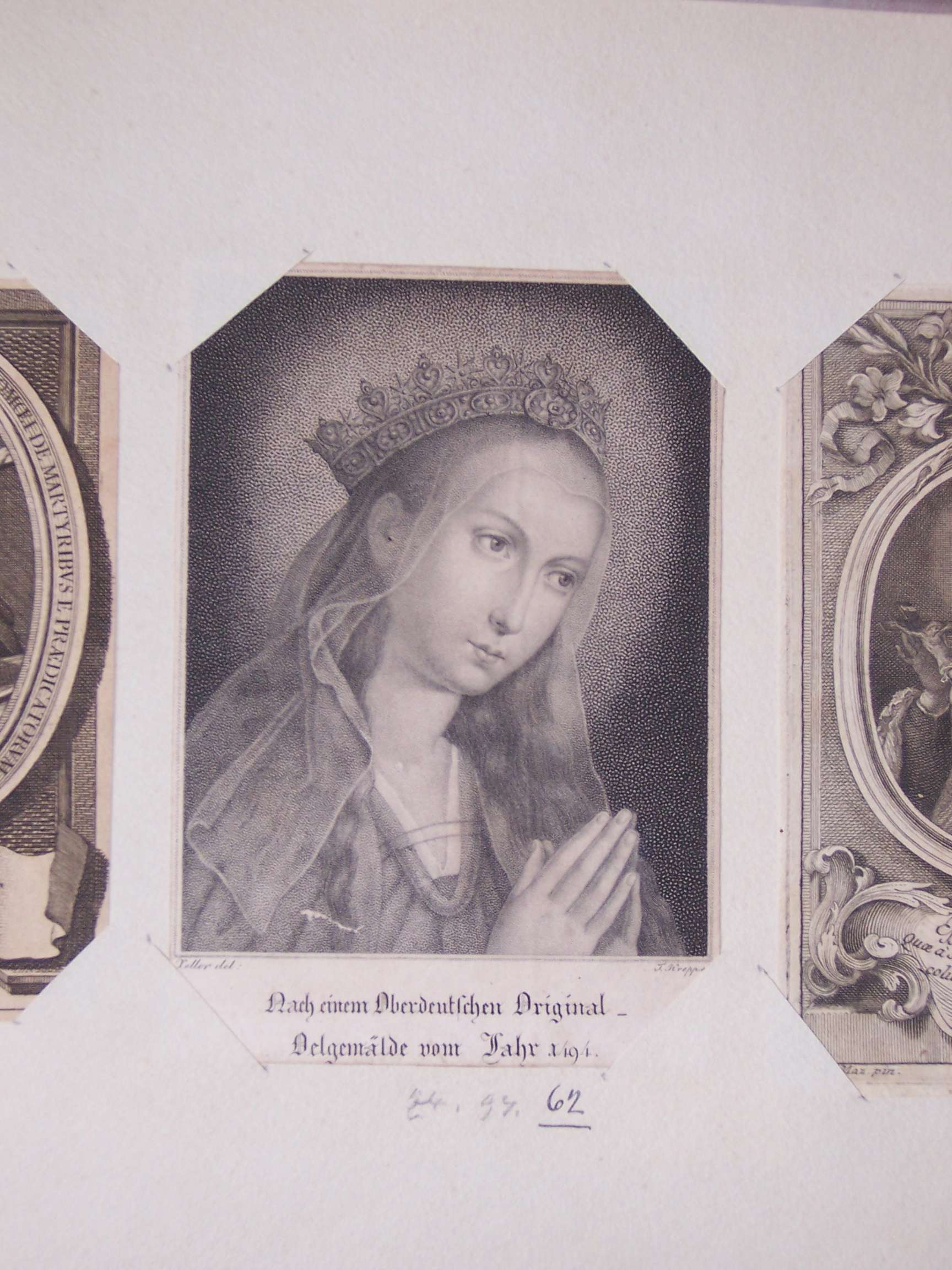 la Vergine (stampa) di Xeller, Krepp F (secc. XVIII/ XIX)