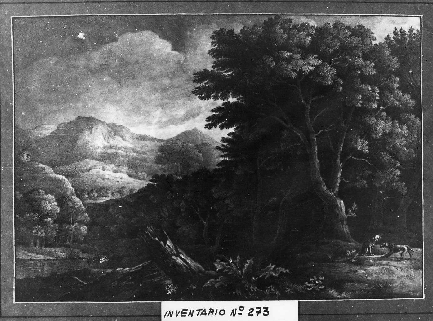 paesaggio con alberi (stampa a colori) di Guidotti Eugenio (sec. XIX)