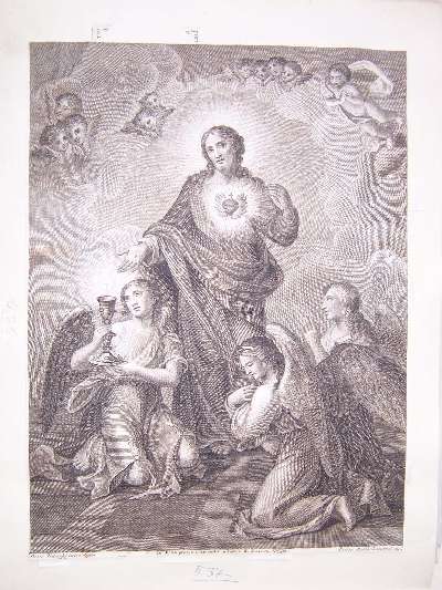 Sacro Cuore di Gesù (stampa, frammento) di Tedeschi Pietro, Landoni Pietro Paolo (secc. XVIII/ XIX)