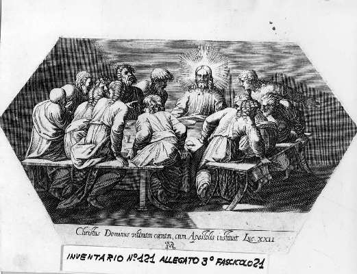 ultima cena (stampa) di Villamena Francesco, Sanzio Raffaello (secc. XVI/ XVII)