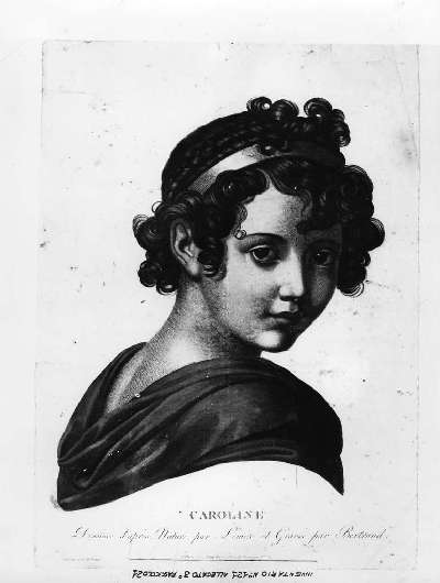 Caroline, ritratto di donna (stampa a colori) di Lemire Noel, Bertrand Noel (sec. XVIII)