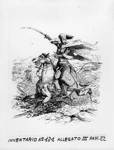 Ufficiale turco a cavallo (stampa a colori) di Hendrickx L. Henri, Van Gauberghe A (sec. XIX)