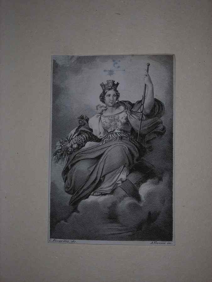 figura allegorica femminile (stampa) di Rizzardini Cecilio, Viviani Antonio (sec. XIX)