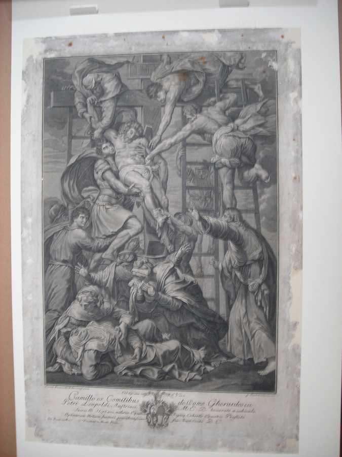 deposizione di Cristo dalla croce (stampa) di Cecchi Giovanni Battista, Daniele da Volterra (sec. XVIII)
