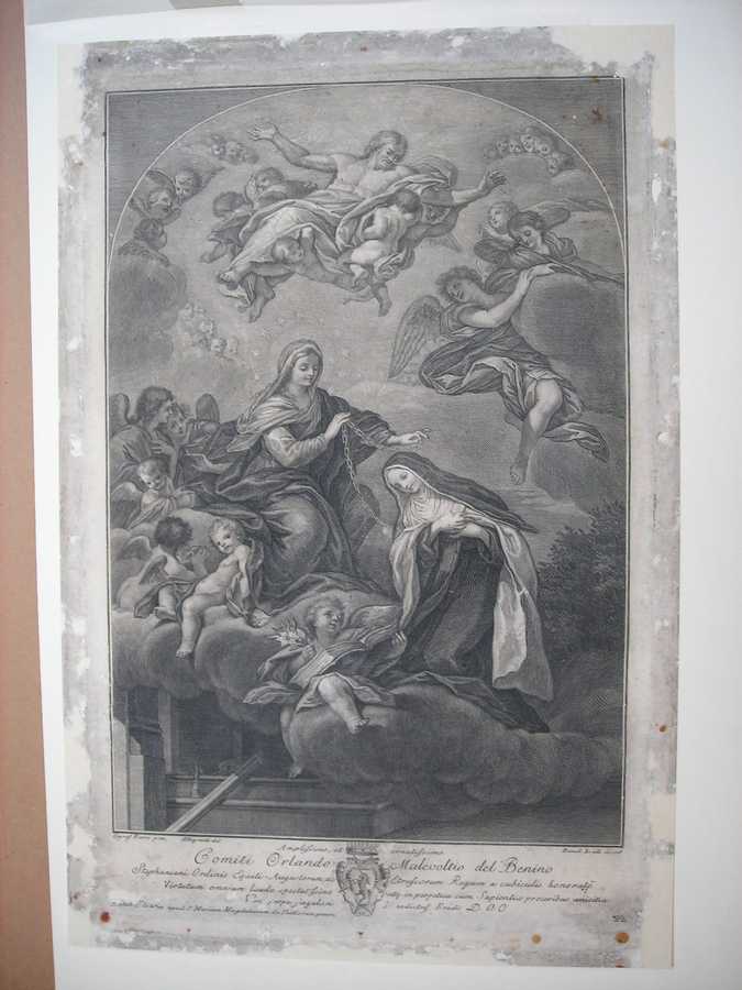 Santa Maria Maddalena dei Pazzi riceve il velo dalla Madonna (stampa) di Ferri Ciro, Allegranti Ranieri, Eredi Benedetto (sec. XVIII)