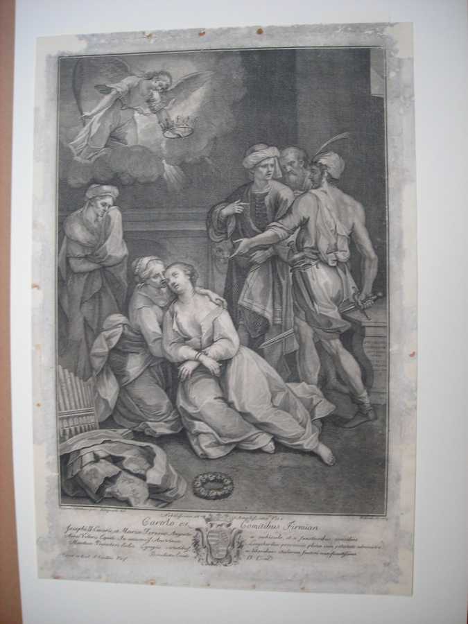martirio di Santa Cecilia (stampa) di Salimbeni Ventura, Allegranti Ranieri, Eredi Benedetto (sec. XVIII)