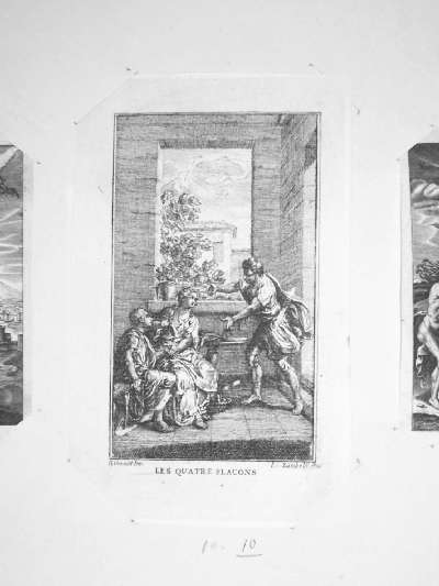 i quattro flaconi (stampa) di Gravelot Hubert Francois, Zambelli Giuseppe (seconda metà sec. XVIII)