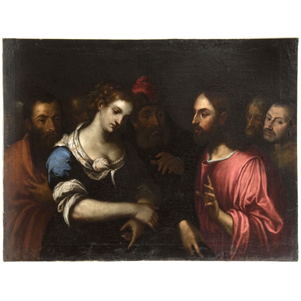 Cristo e l'adultera (dipinto) - ambito veneto (secc. XVI/ XVII)
