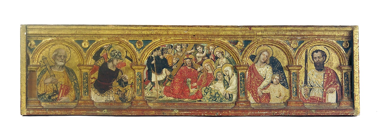 Cristo cade sotto la croce con Santi e angeli (predella) di Neroni Bartolomeo detto Riccio (maniera) (prima metà sec. XVI)