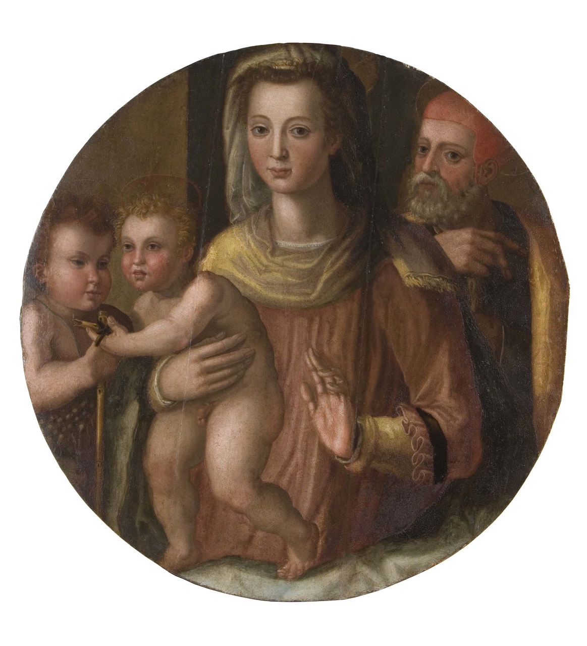 Madonna con Bambino con San Giovannino e altro Santo (dipinto) di Santi di Tito (cerchia) (sec. XVII)