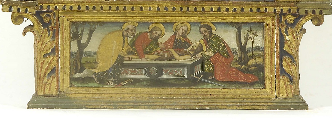 sepoltura di San Giovanni Battista (dipinto, elemento d'insieme) di Neroni Bartolomeo detto Riccio (maniera) (seconda metà sec. XVI)