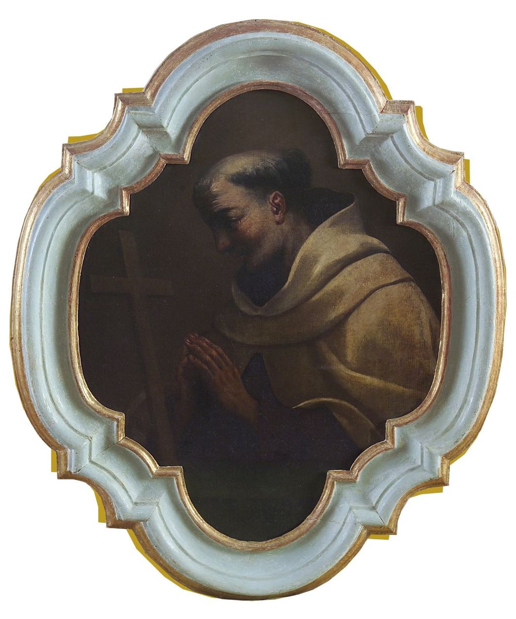 Santo in adorazione del crocifisso (dipinto) di Nasini Giuseppe Nicola (sec. XVIII)