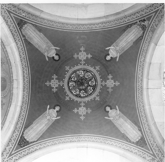 figure di sante e motivi decorativi geometrici (dipinto) di Chini Tito (sec. XX)
