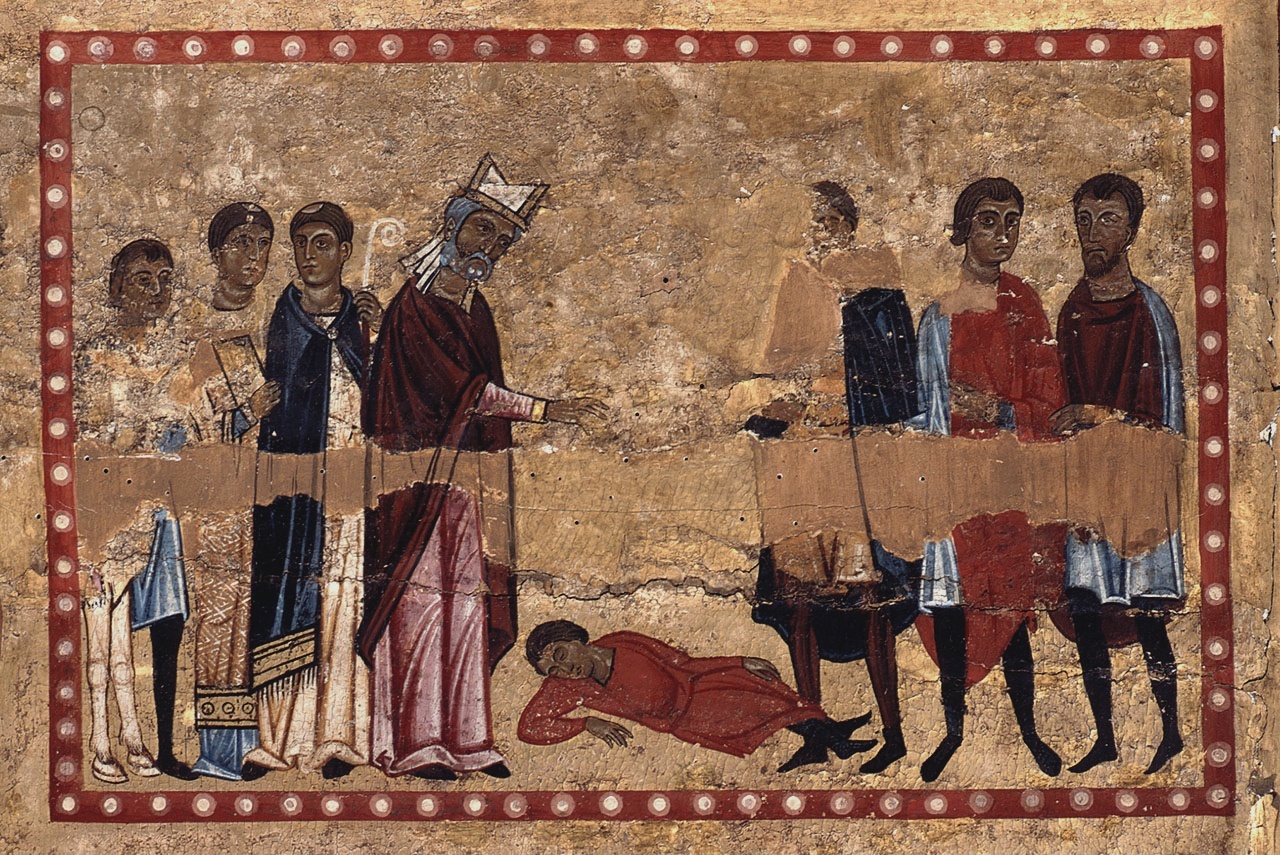San Zanobi resuscita il messaggero di Sant' Ambrogio (dipinto) di Maestro del Bigallo (sec. XIII)