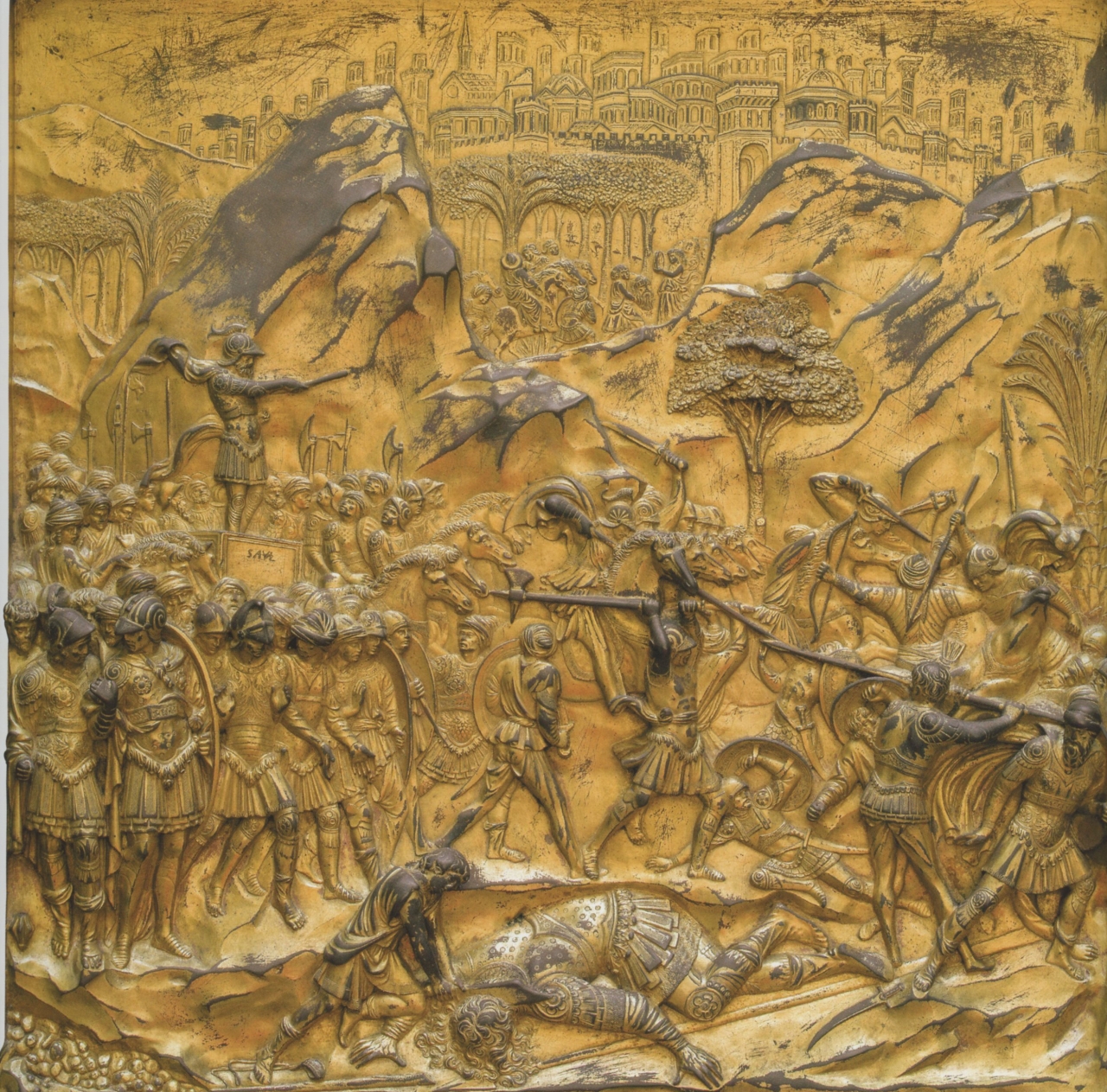 storie di Davide (rilievo, elemento d'insieme) di Ghiberti Lorenzo (e aiuti), Michelozzi Michelozzo, Gozzoli Benozzo (sec. XV)