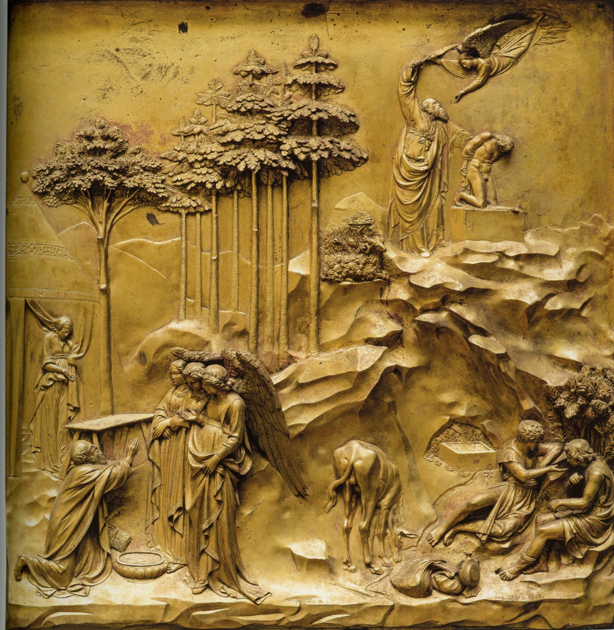 storie di Abramo (rilievo, elemento d'insieme) di Ghiberti Lorenzo (e aiuti), Michelozzi Michelozzo, Gozzoli Benozzo (sec. XV)