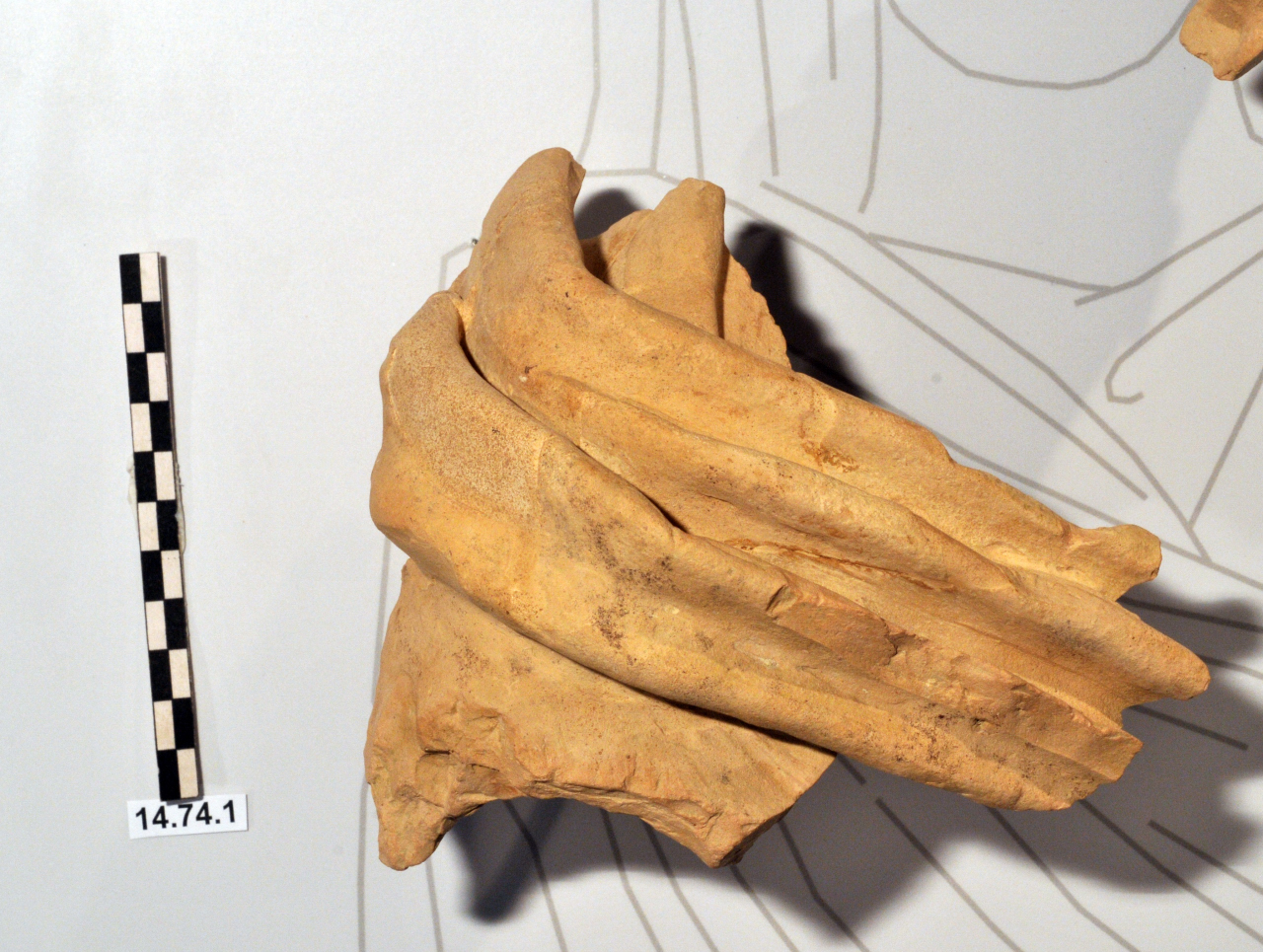 statua/ frontonale, panneggio (ultimo quarto II a.C)