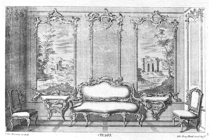 progetto di arredo rocaille (stampa, serie) di Habermann Franz Xaver (metà XVIII)