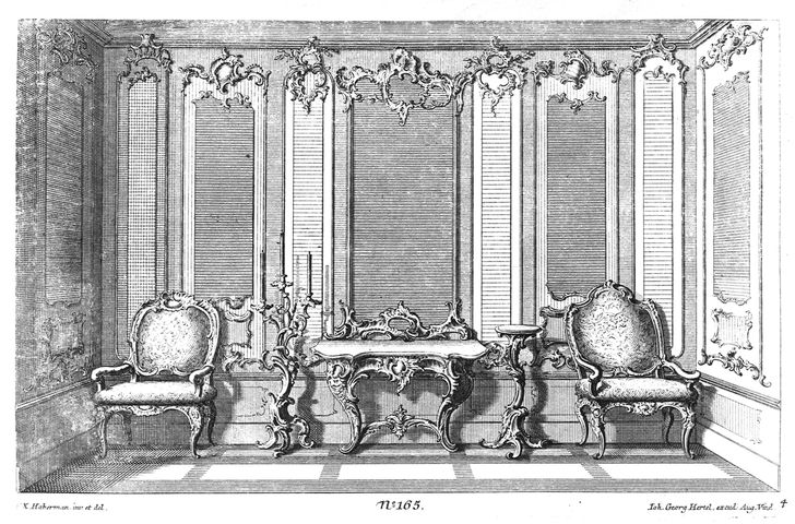 progetto di arredo rocaille (stampa, serie) di Habermann Franz Xaver (metà XVIII)