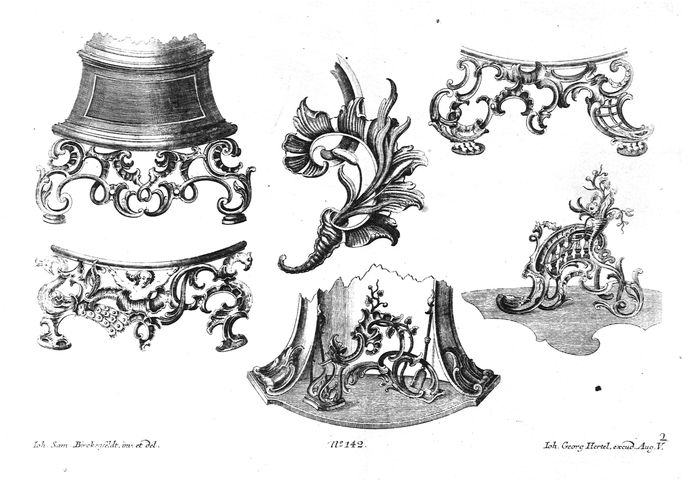 studi di elementi di arredo (stampa, serie) di Birckenfeldt Johann Samuel (metà XVIII)