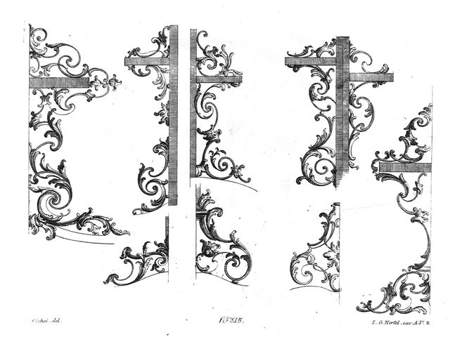 studi di elementi d'arredo rocaille (stampa, serie) di Eichel Emanuel II (attribuito) (metà XVIII)