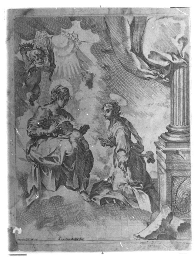 Nozze mistiche di Santa Caterina, Madonna con Bambino, Santa Caterina e angelo (stampa) di Strada Vespasiano (fine/ inizio XVI/ XVII)
