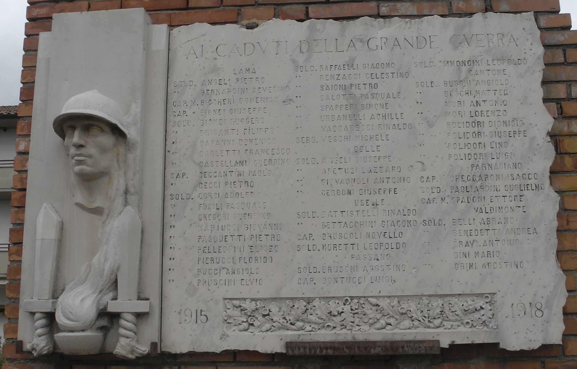 figura di soldato: fante (monumento ai caduti - a lapide, elemento d'insieme) - ambito Italia centrale (primo quarto sec. XX)