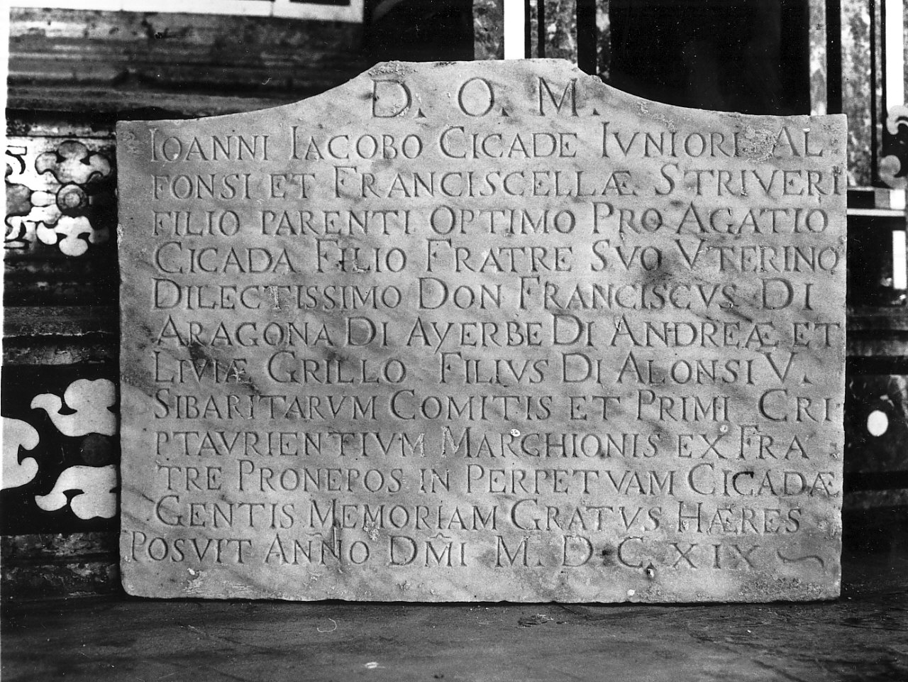 lapide documentaria, opera isolata - bottega calabrese (primo quarto sec. XVII)
