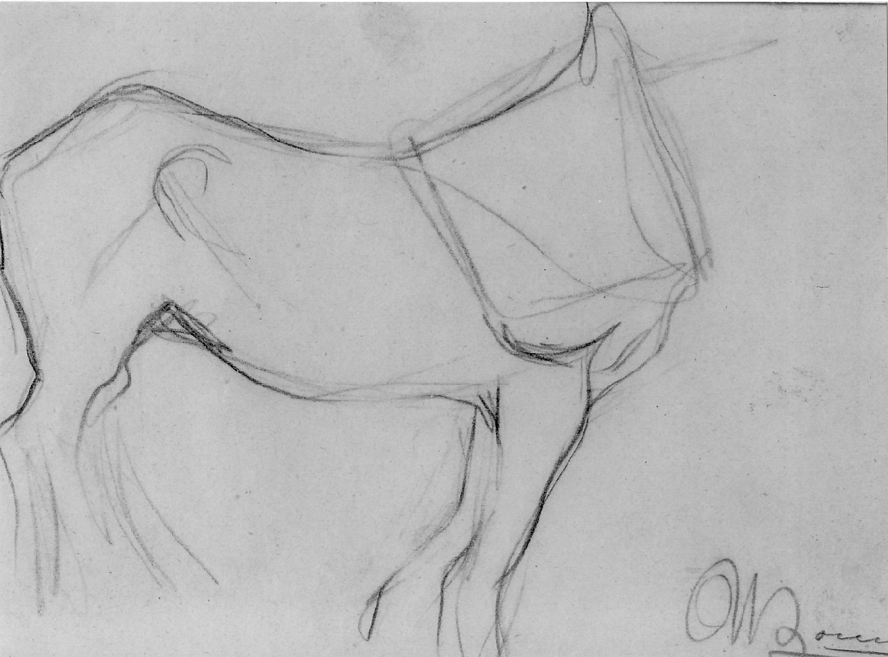 Corpo di Cavallo, Studio di cavallo (recto) (disegno, opera isolata) di Boccioni Umberto - ambito italiano (prima metà sec. XX)