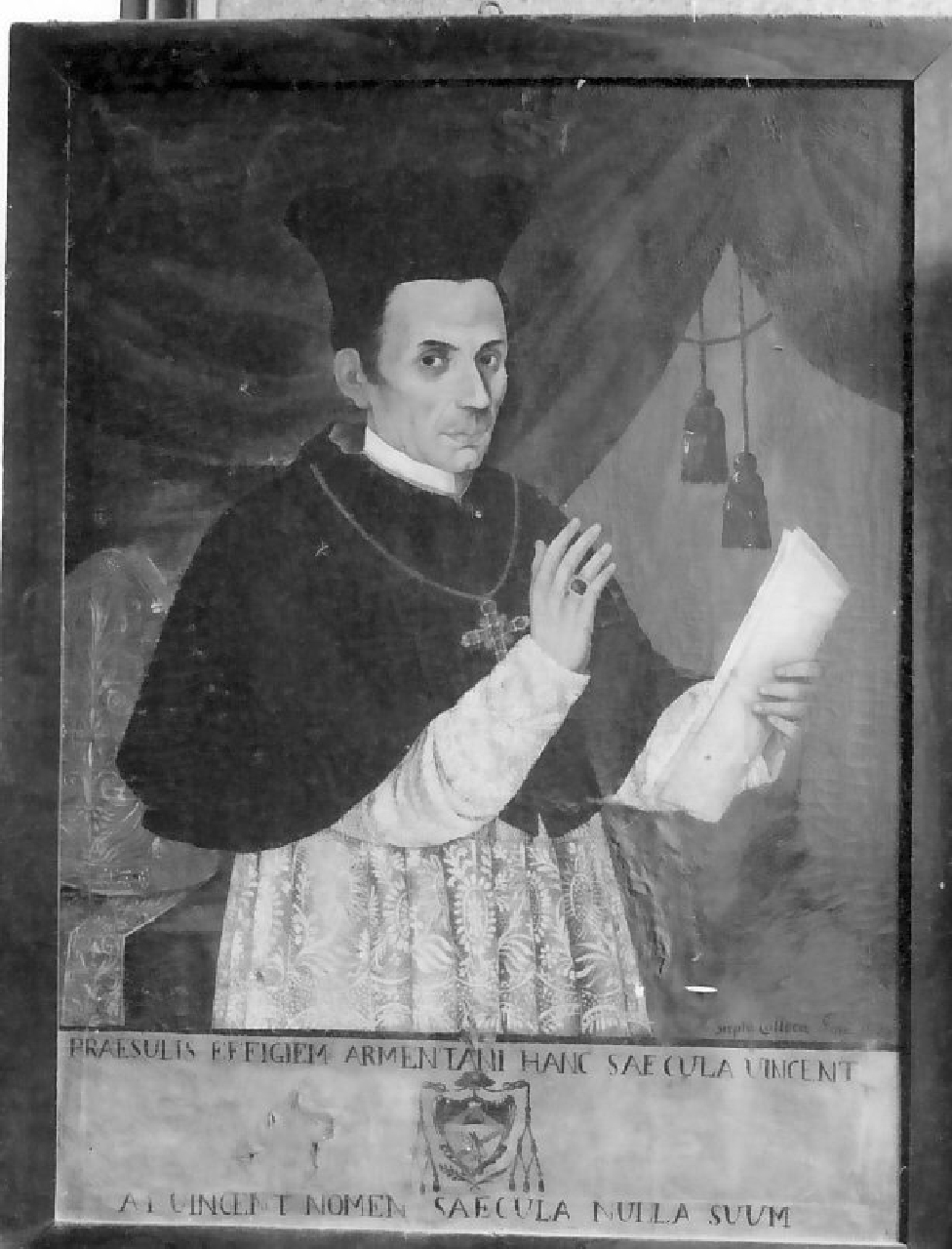 Vescovo Vincenzo Maria Armentano, ritratto di ecclesiastico (dipinto, opera isolata) di Colloca Stefano (sec. XIX)