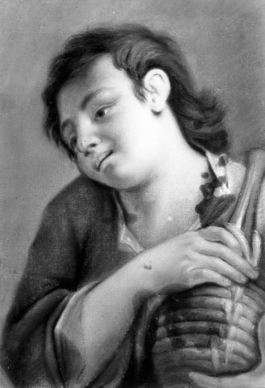 ritratto di giovane con fiasco (dipinto) - ambito italiano (sec. XVIII)