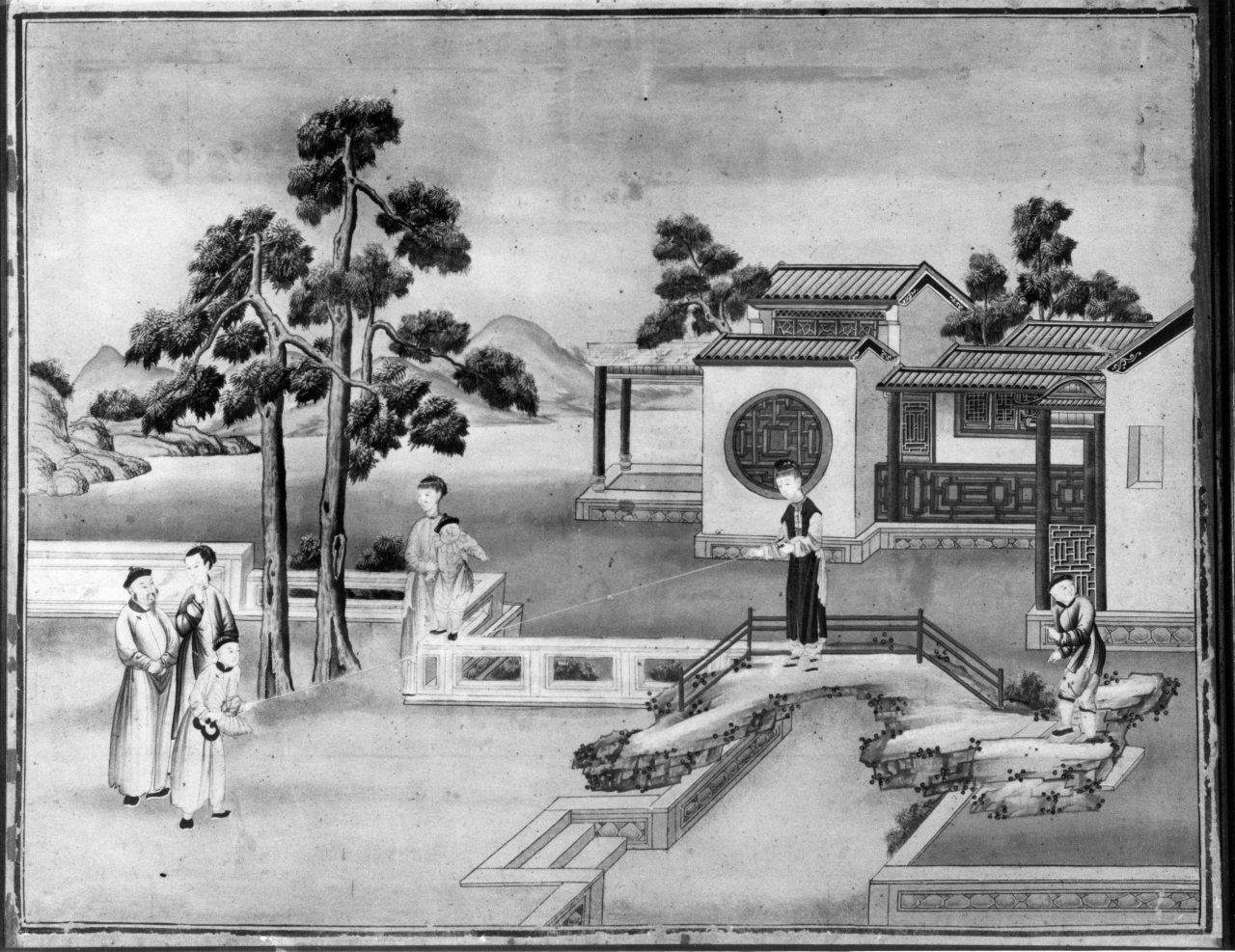 scena di vita cinese (dipinto) - scuola cinese (sec. XVIII)