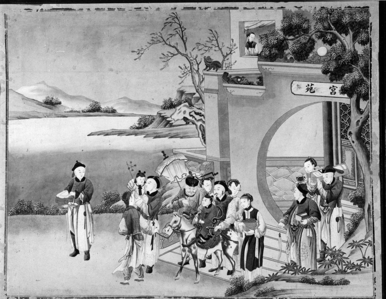 scena di vita cinese (dipinto) - scuola cinese (sec. XVIII)